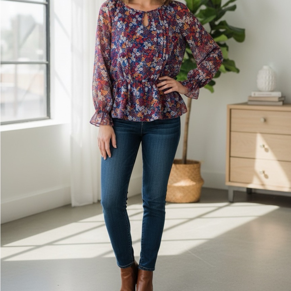 Shoshanna silk peplum size 6 vibrant multi colored blouse. Fully lined.